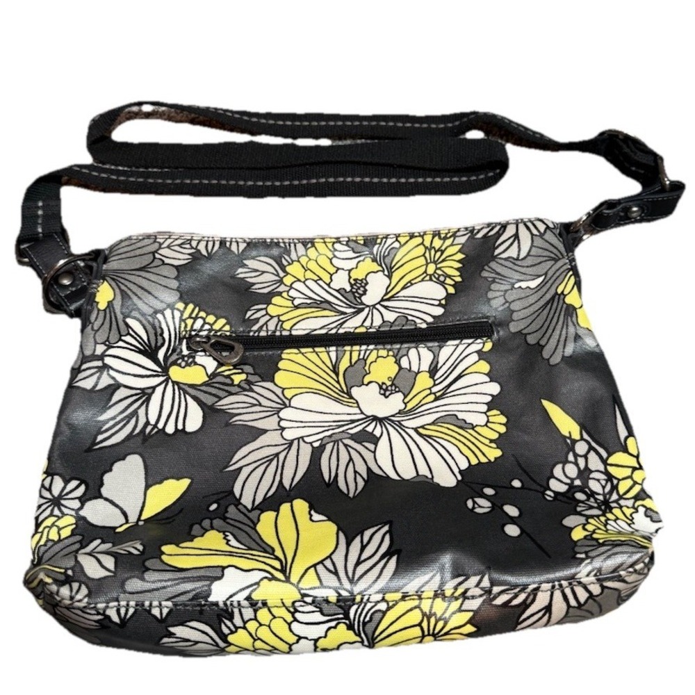 Sakroots Gray/Yellow Flower Blossom Crossbody Purse‎ Canvas  Excellent!